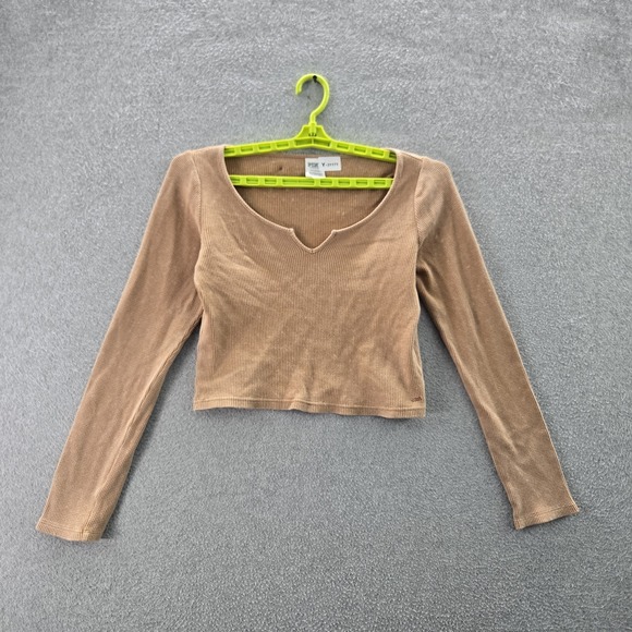 Victoria's Secret Tops - PINK Victoria's Secret Women Blouse L Brown Long Sleeve Knit Shirt V-Neck